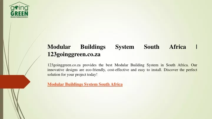 modular buildings system south africa