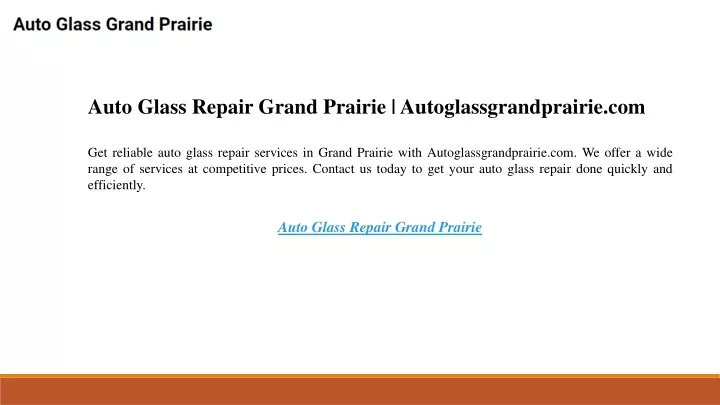 auto glass repair grand prairie