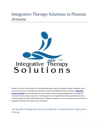 Integrative Therapy Solutions in Phoenix Arizona