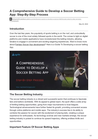 A Comprehensive Guide to Develop a Soccer Betting App Step-By-Step Process