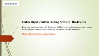 Online Bigbluebutton Hosting Services  Riadvice.tn