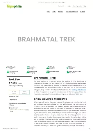 Brahmatal Trek Package Cost, Trekking Route and Height _ Tripophilia