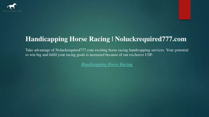 handicapping horse racing noluckrequired777