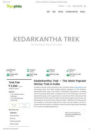 Best Time For Kedarkantha Trek _ Treking Package Cost & Distance _ Tripophilia