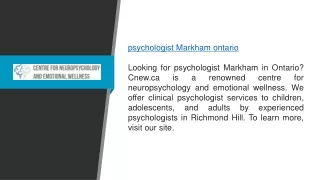 Psychologist Markham Ontario  Cnew.ca