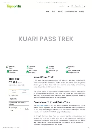 Kuari Pass Winter Trek Package Cost, Trekking Map And Guide _ Tripophilia