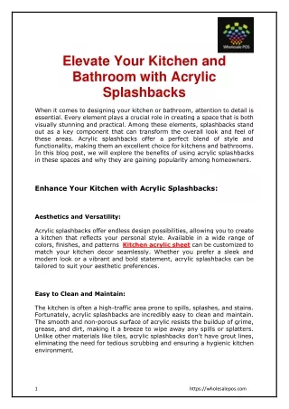 Elevate Your Kitchen and Bathroom with Acrylic Splashbacks