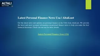 Latest Personal Finance News Usa Altali.net