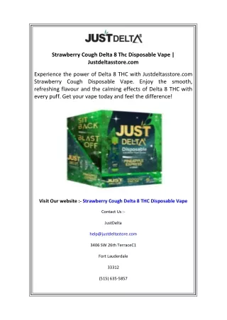 Strawberry Cough Delta 8 Thc Disposable Vape  Justdeltasstore.com
