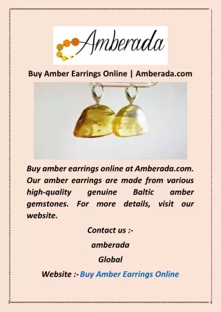 Buy Amber Earrings Online  Amberada com