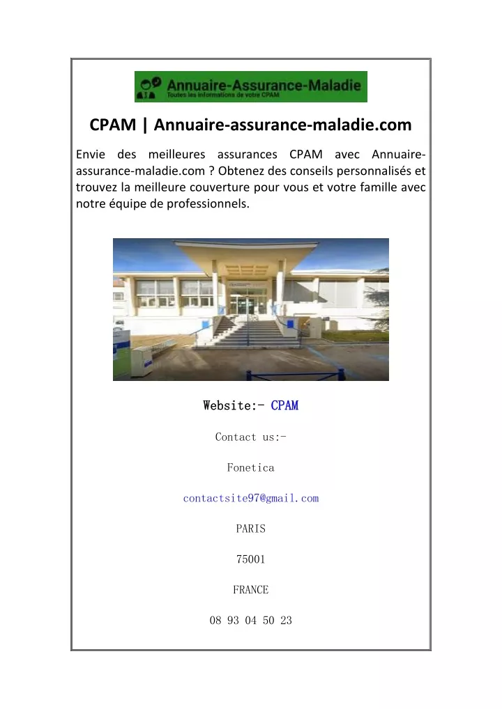 cpam annuaire assurance maladie com