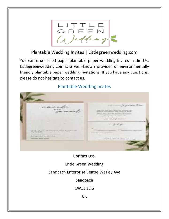 plantable wedding invites littlegreenwedding com