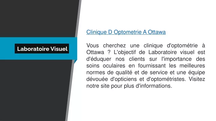 clinique d optometrie a ottawa vous cherchez