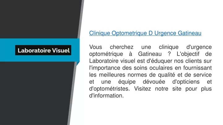 clinique optometrique d urgence gatineau vous