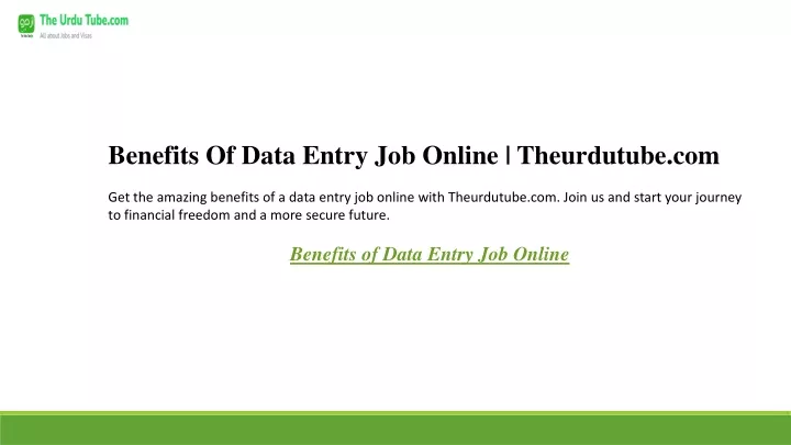 benefits of data entry job online theurdutube