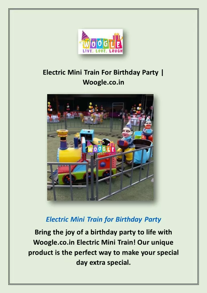 electric mini train for birthday party woogle