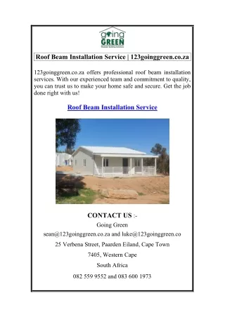 Roof Beam Installation Service  123goinggreen.co.za
