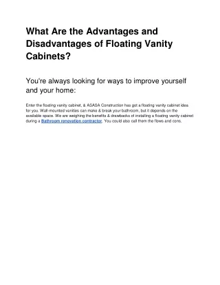 What Are the Advantages and Disadvantages of Floating Vanity Cabinets_