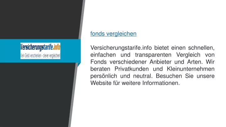 fonds vergleichen versicherungstarife info bietet