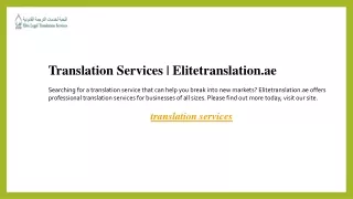 Translation Services  Elitetranslation.ae