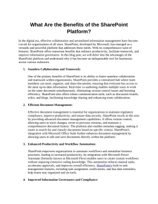 What Are the Benefits of the SharePoint Platform