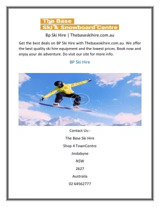 Bp Ski Hire  Thebaseskihire.com
