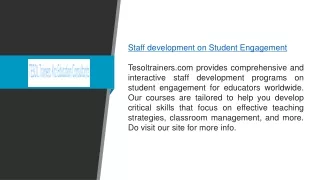Staff Development On Student Engagement  Tesoltrainers.com