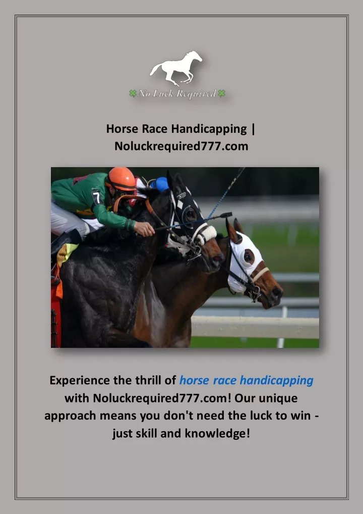 horse race handicapping noluckrequired777 com