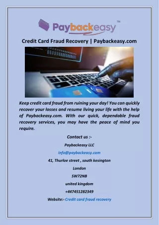 credit card fraud recovery paybackeasy com