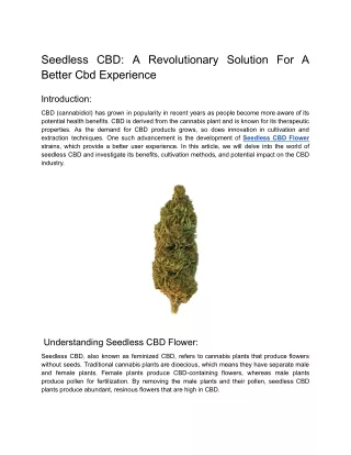 seedless cbd a revolutionary solution