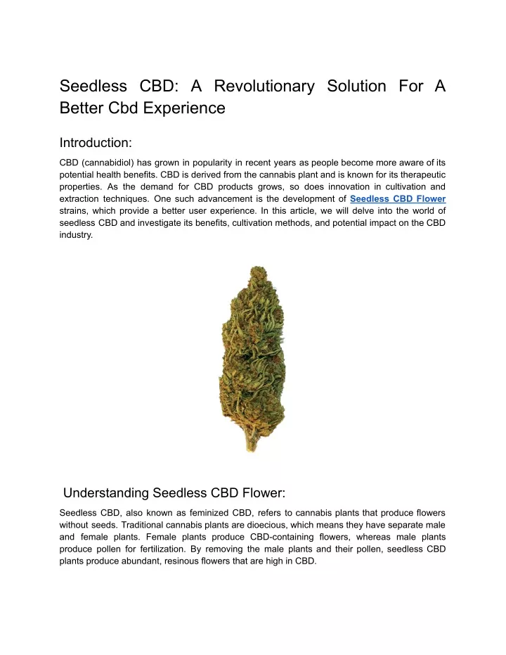 seedless cbd a revolutionary solution