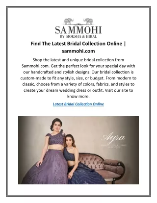 Find The Latest Bridal Collection Online  sammohi.com