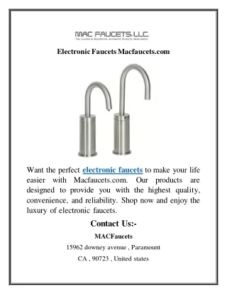 Electronic Faucets Macfaucets