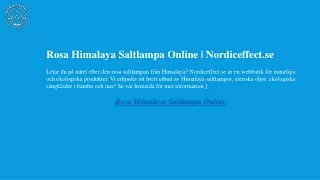 Rosa Himalaya Saltlampa Online Nordiceffect.se