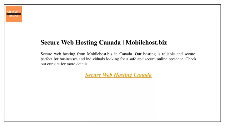 secure web hosting canada mobilehost biz secure
