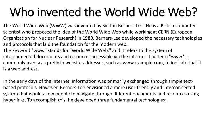 who invented the world wide web