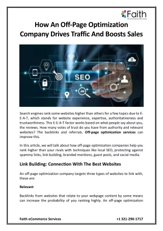 how an off page optimization company drives