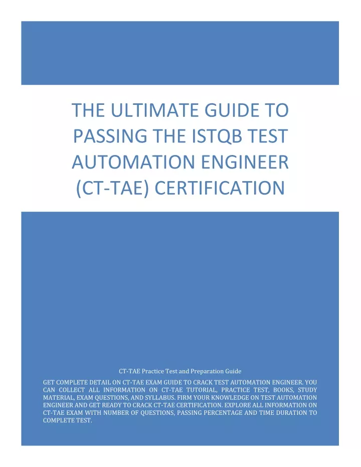 PPT - The Ultimate Guide To Passing The ISTQB Test Automation Engineer ...