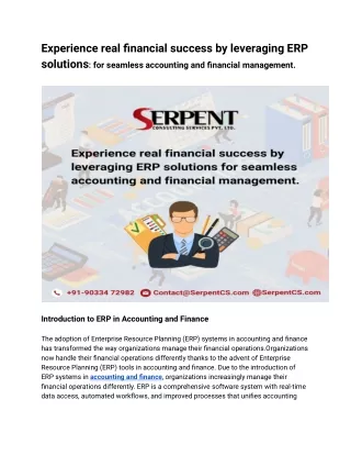 Experience real financial success by leveraging ERP solutions.