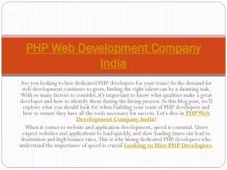 PHP Web Development Company India