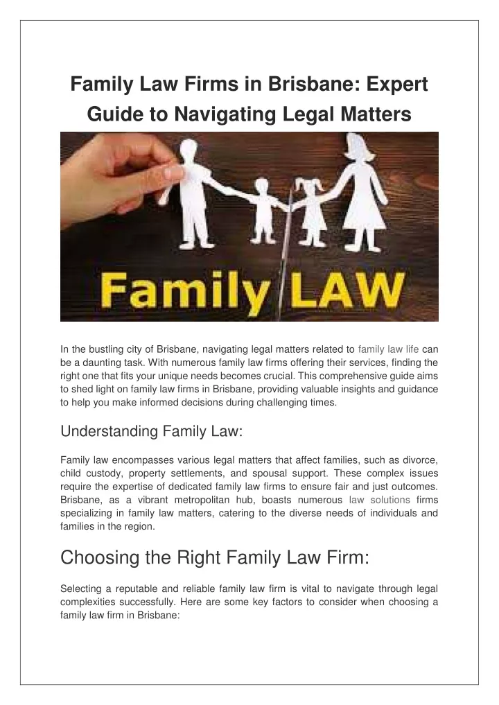 PPT - Family Law Firms in Brisbane Expert Guide to Navigating Legal ...