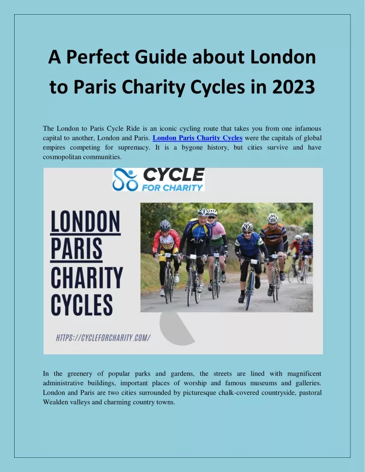 a perfect guide about london to paris charity