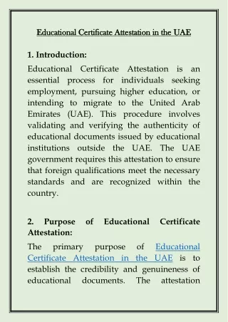 Educational Certificate Attestation in the UAE