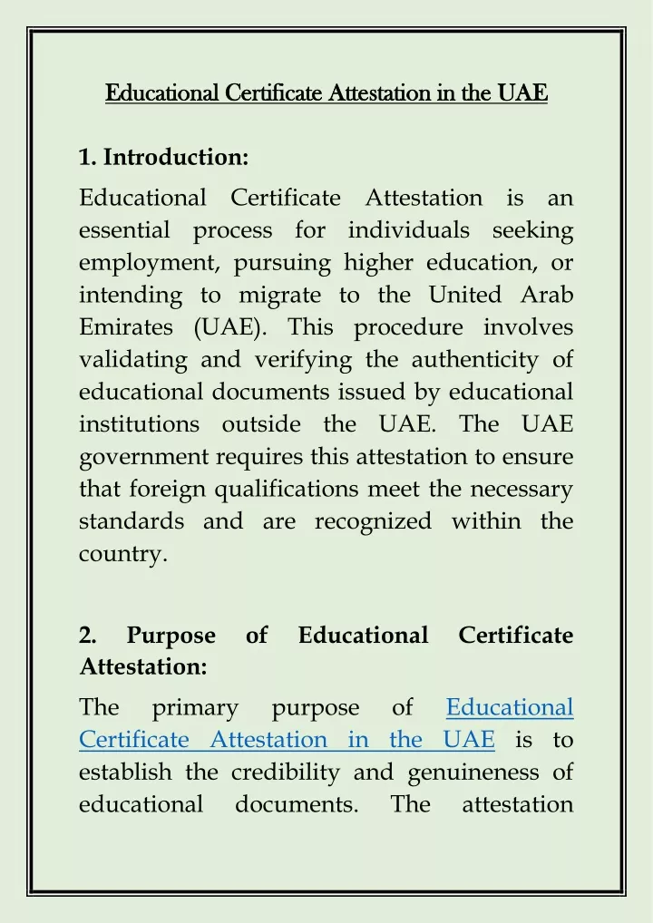 educational certificate attestation