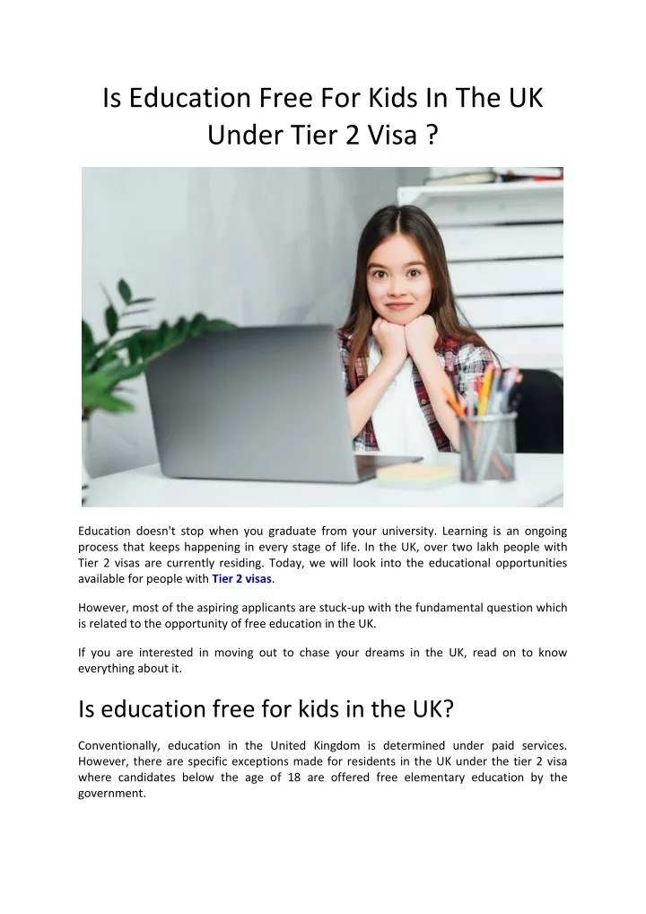 is education free for kids in the uk under tier