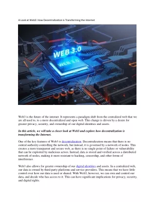 A Look at Web3 How Decentralization is Transforming the Internet
