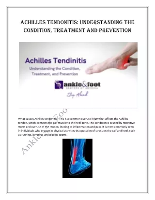 Achilles Tendonitis: Understanding the Condition, Treatment and Prevention