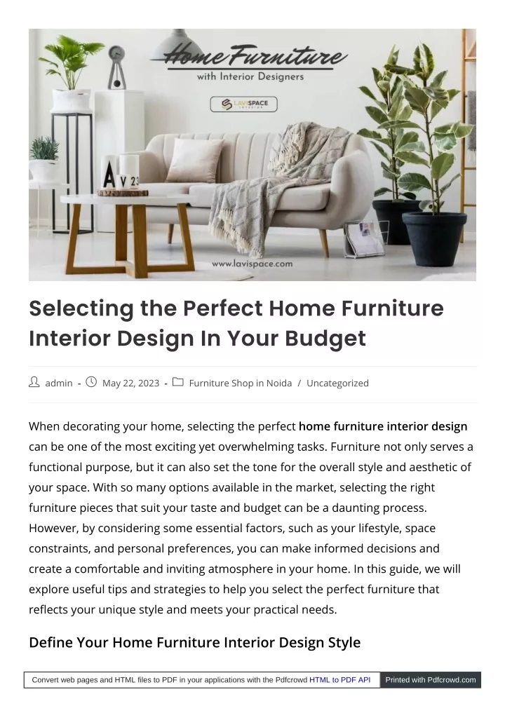 selecting the perfect home furniture interior