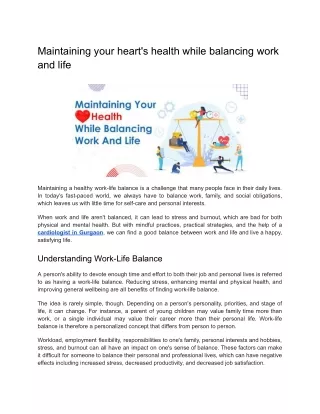 Maintaining your heart's health while balancing work and life