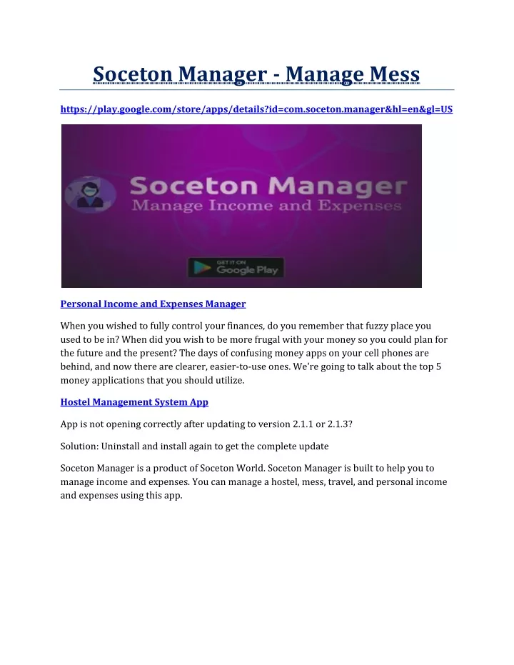 soceton manager manage mess